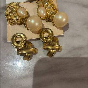 Gold and Cream Vintage Style Earrings